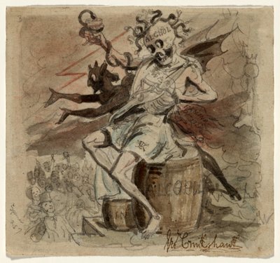 Alcohol, Death and the Devil, 1830 by George Cruikshank